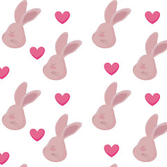 pattern of heads rabbits with hearts