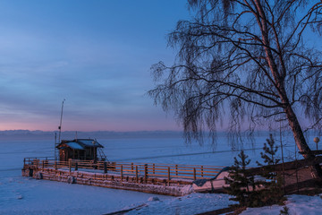 Frozen pier on the shore of Lake Baikal © tilpich