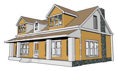 A house components vector or color illustration