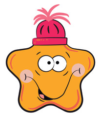 Golden star Christmas decoration vector or color illustration