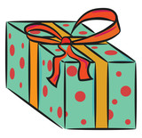 Wrapped gift or present box vector or color illustration
