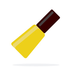 Yellow nail polish vector flat material design isolated object on white background.