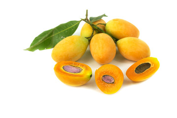 Thai fruit maprang or Marian plum isolated on a white background