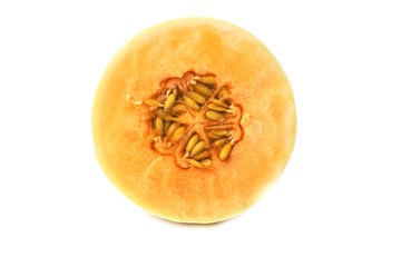 Half melon fruit isolate on White background