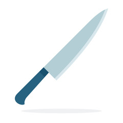 Chef's knife for chopping vector flat material design isolated object on white background.