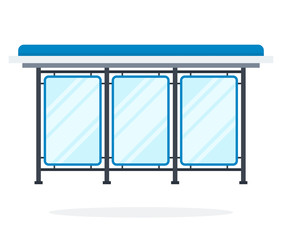 Glass bus stop vector flat material design isolated object on white background.