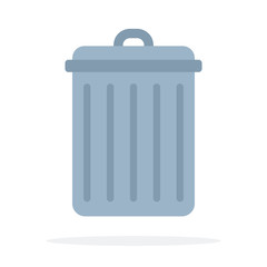 Trash can vector flat material design isolated object on white background.
