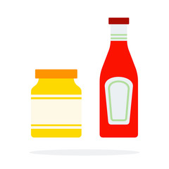 Bank of mustard and ketchup Bank vector flat isolated