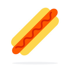 Hot dog with ketchup top view vector flat isolated