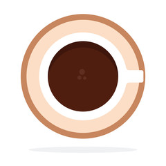 Black coffee in a cup top view vector flat isolated