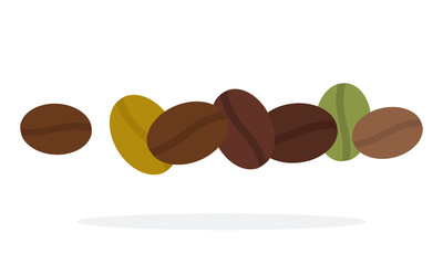 Coffee beans of different colors vector flat isolated