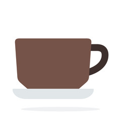 Square coffee mug and saucer vector flat isolated