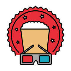 cinema glasses and popcorn isolated icon