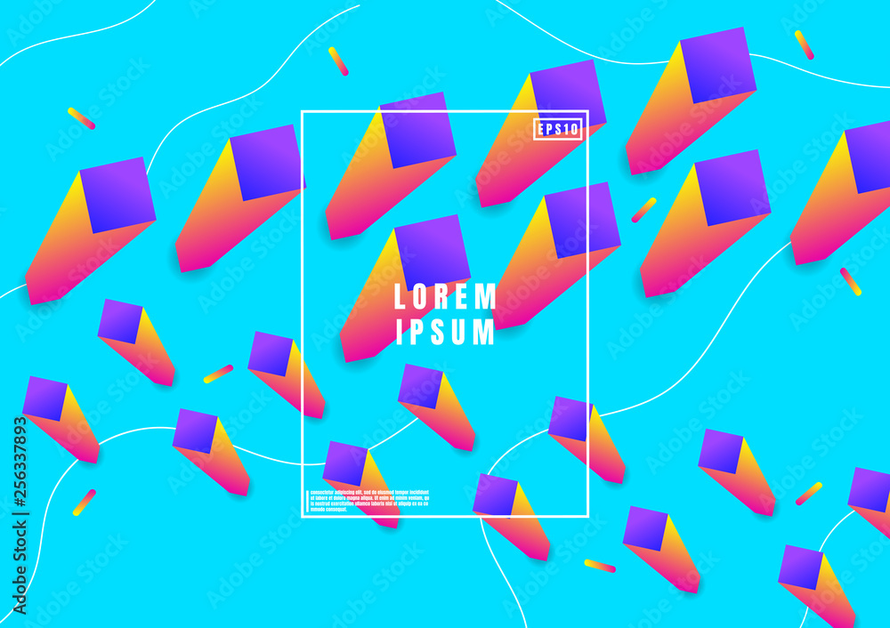 Poster abstract dynamic geometric background. cubes pattern design. technology background with big data. ve
