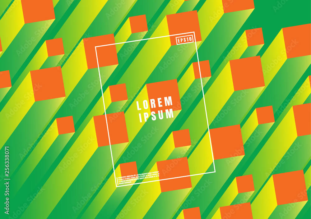 Poster abstract dynamic geometric background. cubes pattern design. technology background with big data. ve