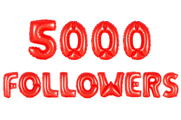 five thousand followers, red color