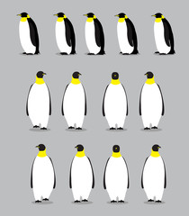 Emperor Penguin Walking Motion Sequence Cartoon Vector Illustration