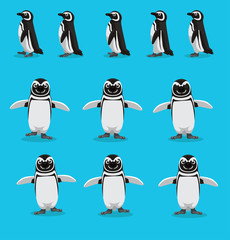 Obraz premium African Penguin Walking Motion Sequence Cartoon Vector Illustration