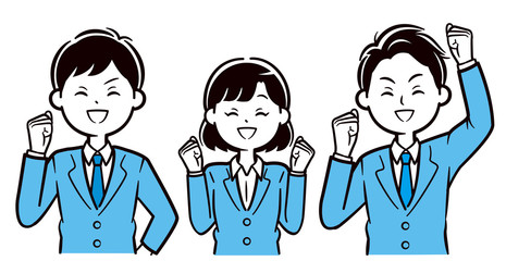 スーツ　喜ぶ男女