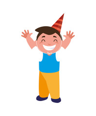 cute happy boy with birthday hat