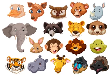 Stickers meubles Zoo Set of wild animal head