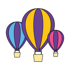 three hot air balloons