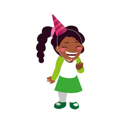 cute happy black girl with birthday hat