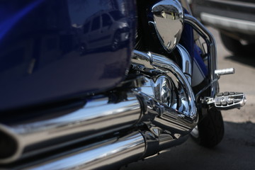 blue motorcycle details