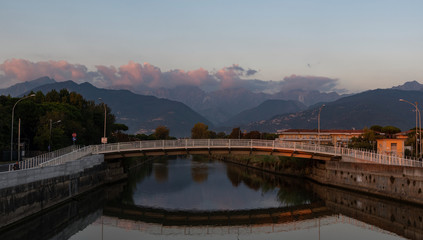 Fototapeta premium Mountains View in Massa at sunsent