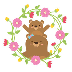 mom bear and son flower