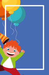 cute happy boy with birthday balloons helium