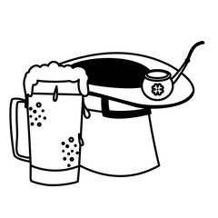 lemprechaun tophat with wooden pipe and beer