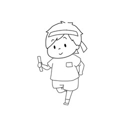 運動会　リレーをする男の子