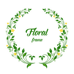 Vector illustration pattern art green leafy floral frame with template