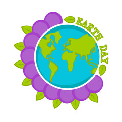 Planet Earth on a blossom flower. Earth day. Vector illustration design