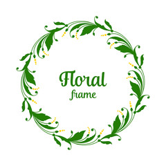 Fototapeta premium Vector illustration pattern art green leafy floral frame with template