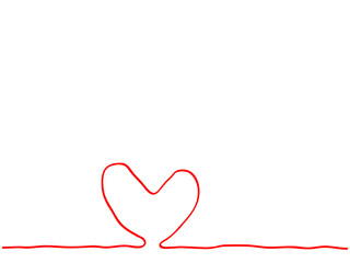 Continuous line hand drawing red heart sign element using for card, presentation background and Valentine concept.
