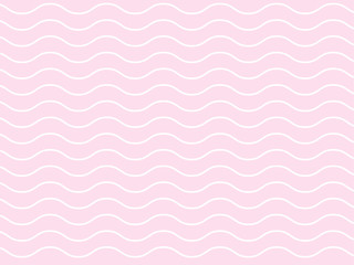Geometric minimalist white stripe wave line pattern in horizontal thick lines on soft pink background, smooth zig zag or curve lines textile, like waves in the ocean.