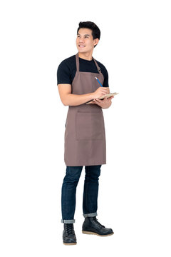 Handsome Asian Man Wearing Apron As A Barista