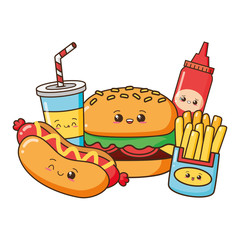 kawaii cartoon fast food