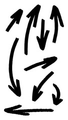 Hand drawing black arrows. 