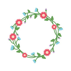 wreath with flowers and leaves