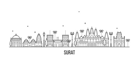 Surat skyline Gujarat India city buildings vector