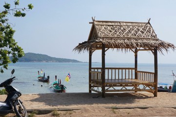 gazebo by the sea on the beach