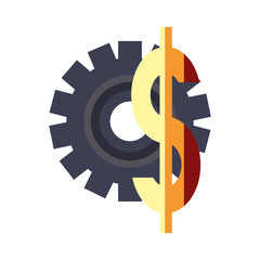 Obraz premium gear work gold dollar symbol