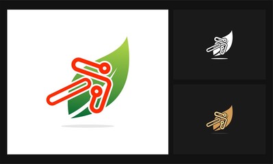 Obraz premium green leaf arrow logo