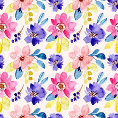 beautiful colorful floral watercolor seamless pattern