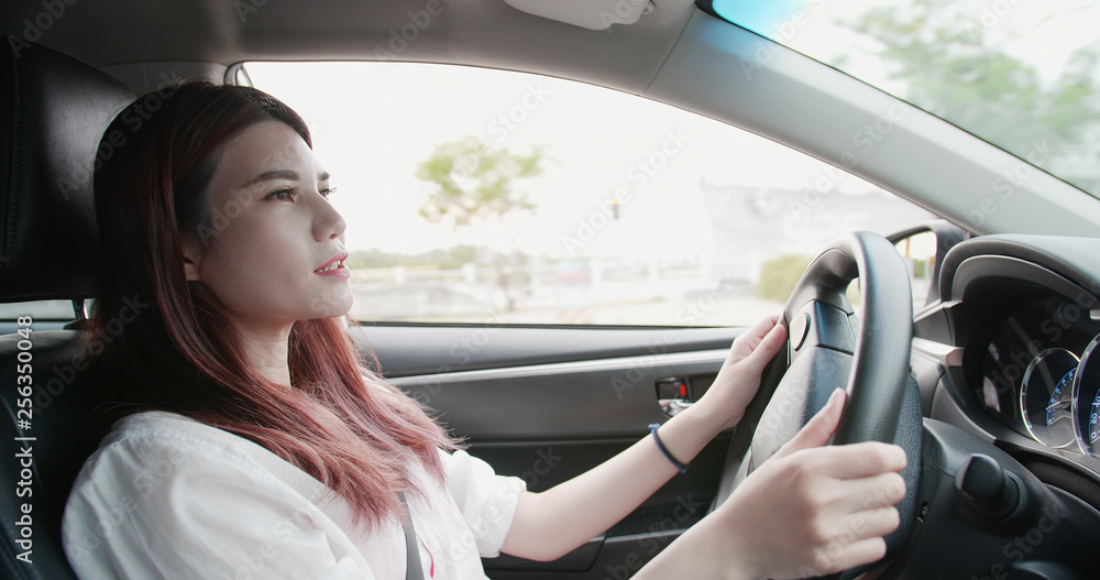 Poster business woman driving car