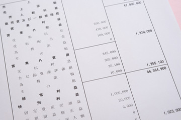 損益計算書　決算書類　ビジネスシーン　PL