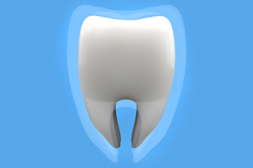 3D white healthy tooth. Protection concept. 3d illustration